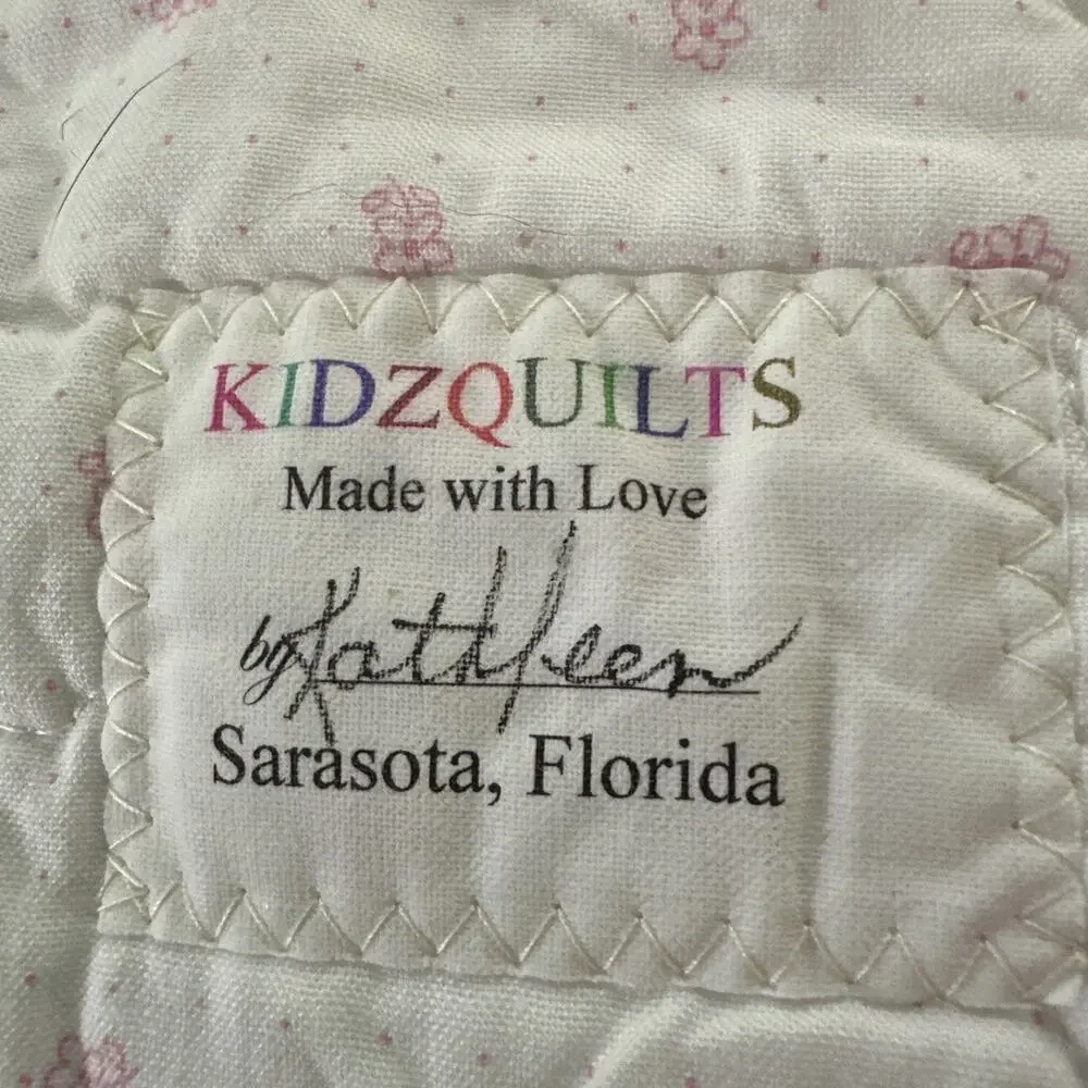 Handmade Lap Quilt 29x33 Beautiful Blue Pink Floral Kids, Baby, EUC Gift